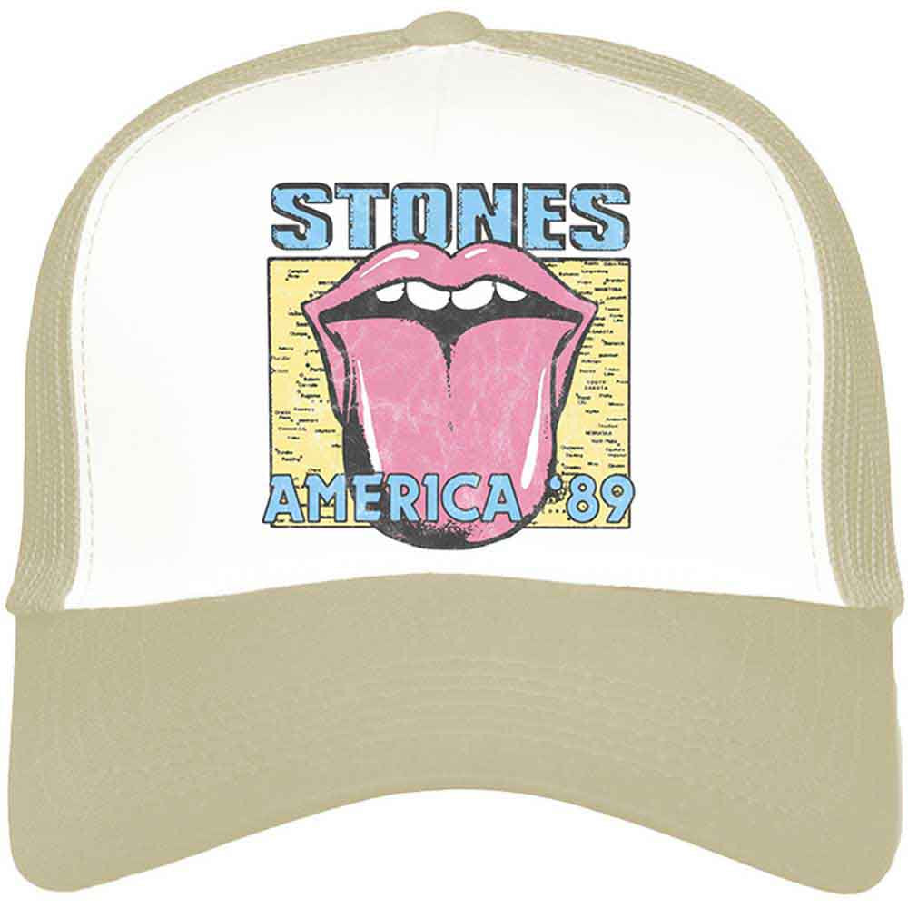 THE ROLLING STONES UNISEX MESH BACK CAP: AMERICA '89 TOUR MAP