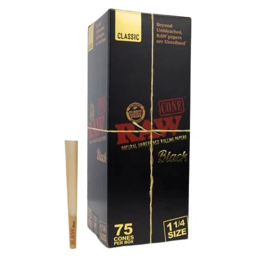 Raw Black Classic Pre-Rolled Cones 75ct