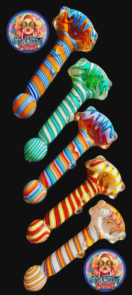 5" Spiral Body Wig Wag Head Bulb Glass Pipe