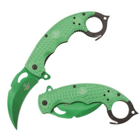 Snake Eye Tactical GN Karambit Style Spring Assist Knife Green