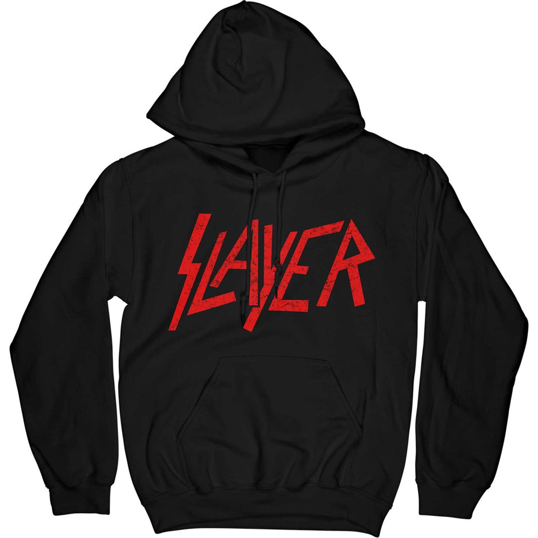 Slayer Pullover Hoodie - Distressed Logo (Black)