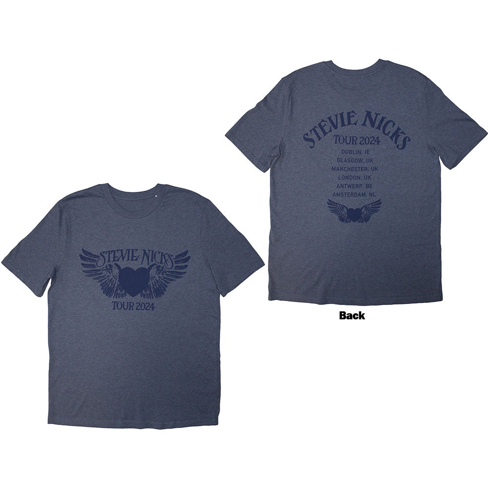 Stevie Nicks Unisex T-Shirt - Tour '24 Winged Heart (Navy Blue)