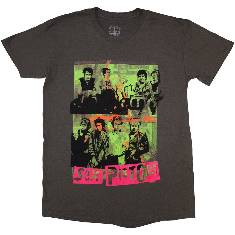 The Sex Pistols Unisex T-Shirt: Band Green Montage