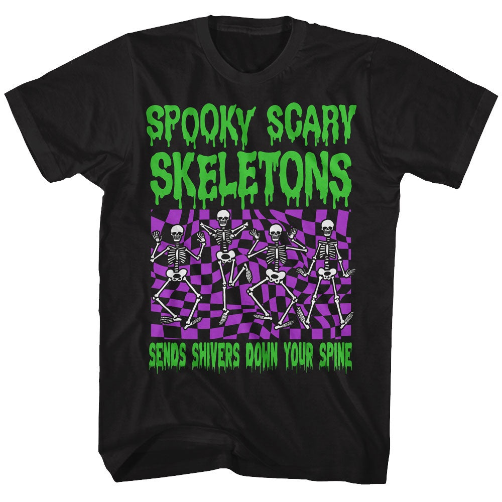 Spooky Scary Skeletons Checkers T-Shirt