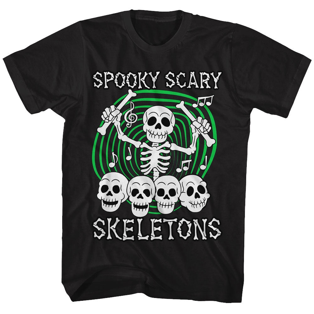 Spooky Scary Skeletons Skull Drummer T-Shirt