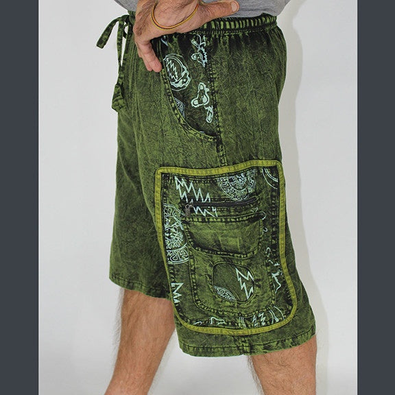 10 MILE DRIVE - Cotton Shining Wash Patchwork Piping Cargo Shorts