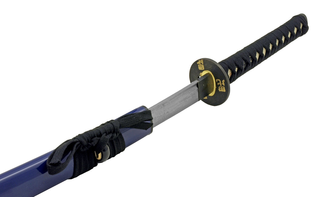 38.75" Carbon Steel Musha Katana - Black/Midnight Blue