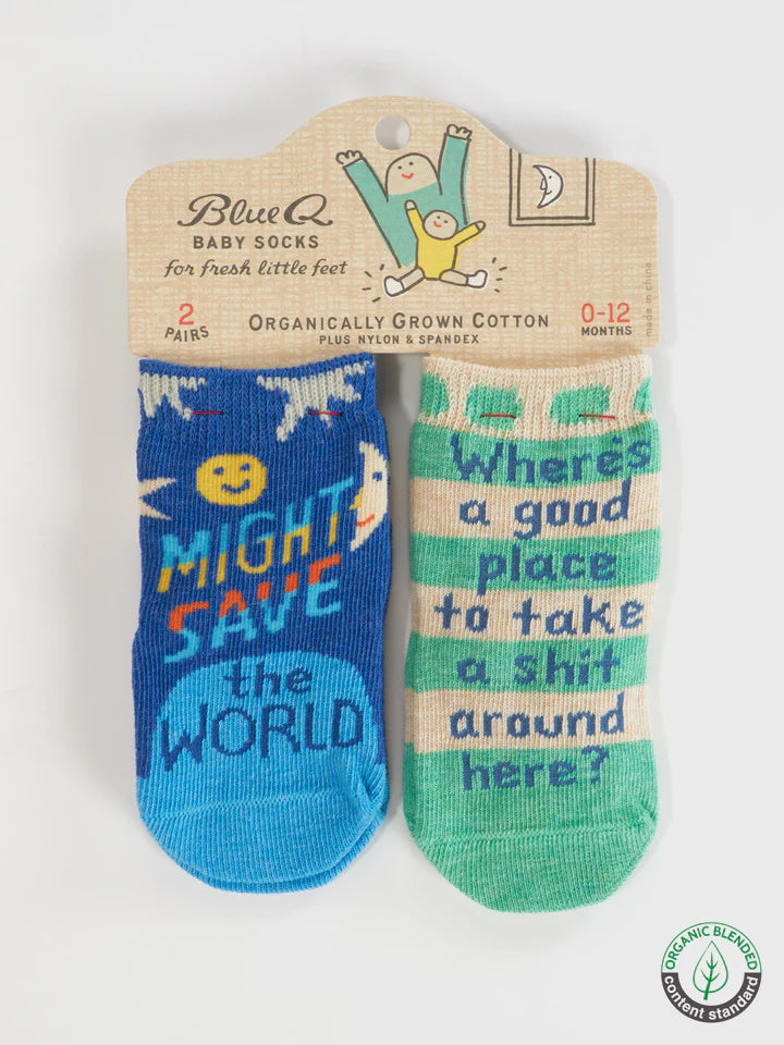 Blue Q - Save World/Take Shit Baby Socks