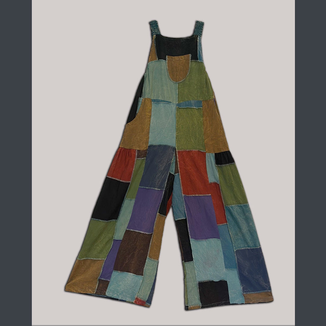 LOT LOOK OVERALLS - Cotton Super Wide Leg Overalls w/Adjustable Straps & Pockets