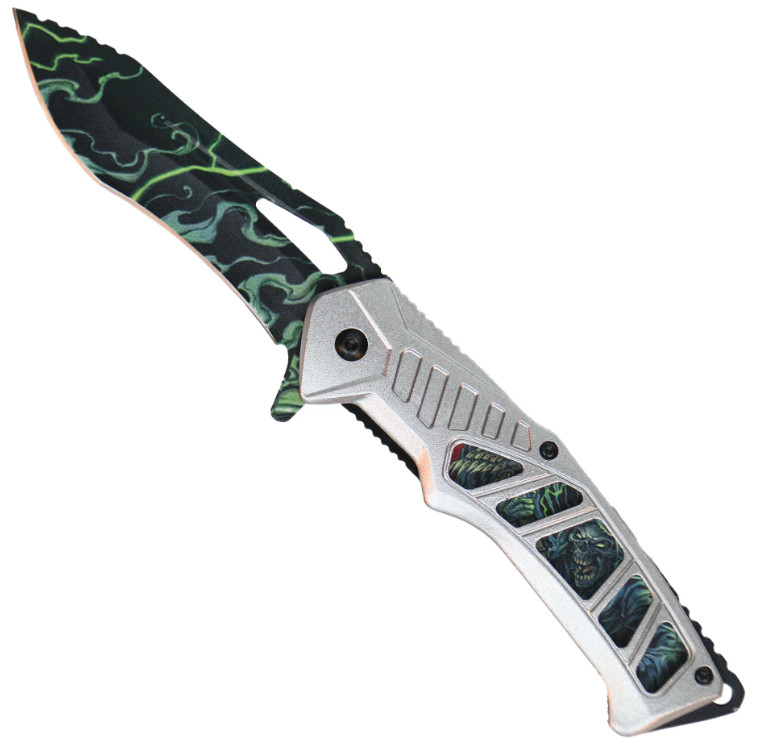 Hot Leathers - 4" Green Zombie Gas Folding Knife