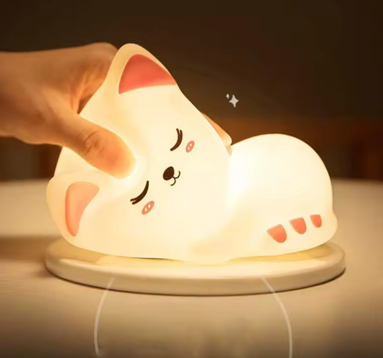Creative Gifts Cute Cat Silicone Night Light Usb Rechargeable Touch Sensor Night Light Bedside Lamp