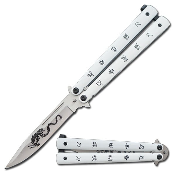 White Dragon Balisong Butterfly Knife