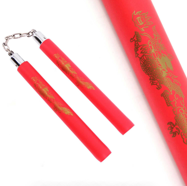 Red Dragon Foam Padded Nunchaku with Steel Swivel Chain