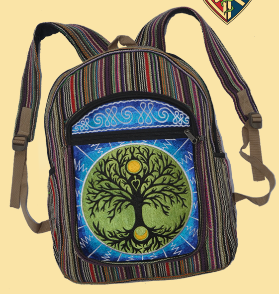 Solstice Tree Hand Embroidered Backpack