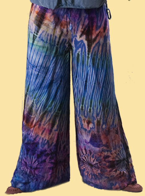 MIDNIGHT HOUR TYE DYE RAYON FLARE LEG PANTS