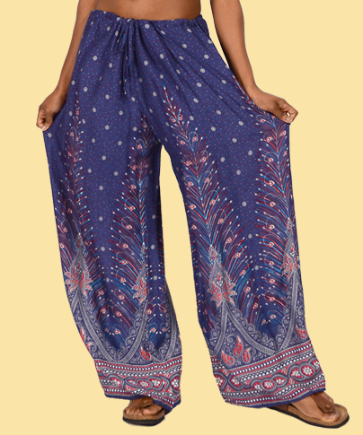 Plumage Parade Printed Rayon Flare Leg Pants