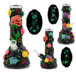 10" Glow in the Dark Flower Water Pipe