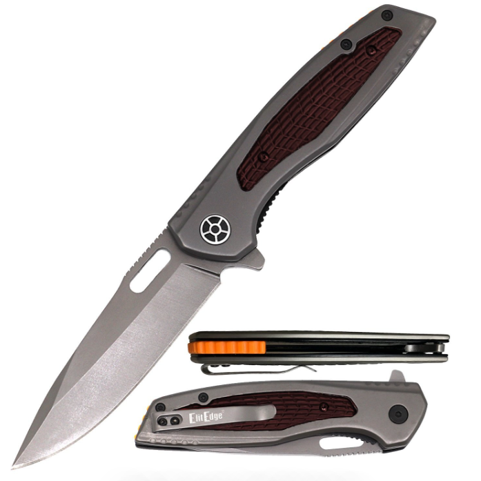 Ball Bearing Grey Titanium Coated Blade Pocket Knife