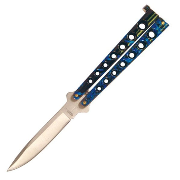 5.25" Closed Length Helix Butterfly Balisong Knife - Blue