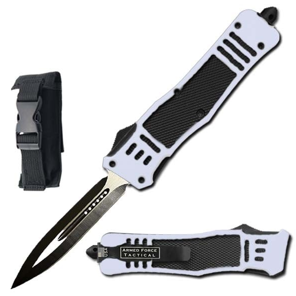 9" White Ghost OTF Tactical Automatic Out Of The Front Pocket Knife