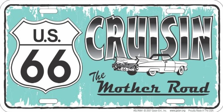 Route 66 Cruisin Caddy License Plate