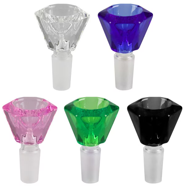 Diamond Cut Glass Herb Slide | 14mm M | Colors Vary