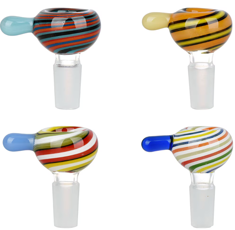 Retro Candy Striped Herb Slide | 14mm M | Colors Vary