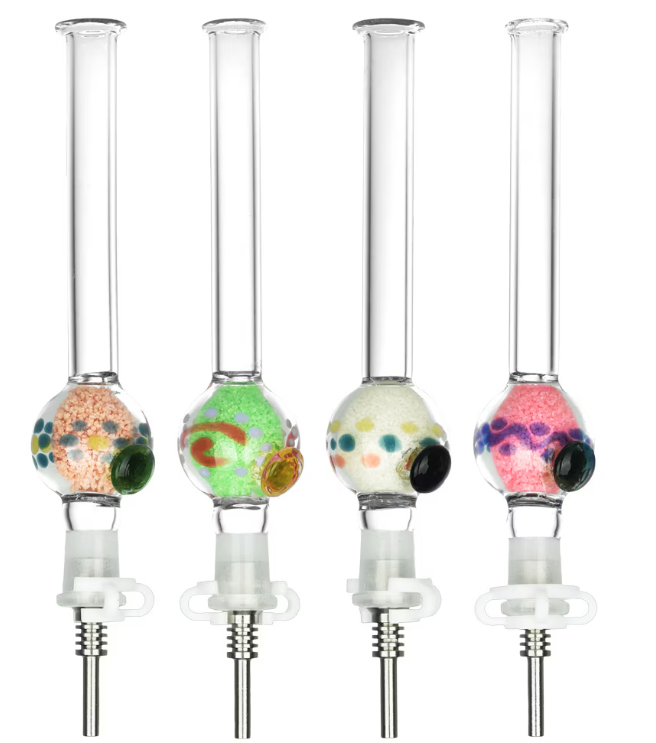 Glowing Radiance Glass Dab Straw | Titanium Tip | 6.25" | 10mm F | Colors Vary