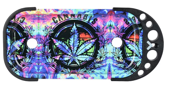 Elevated Metal Rolling Tray & Cone Loader Kit | Tie Dye Leaf | 9.25"x4.2"