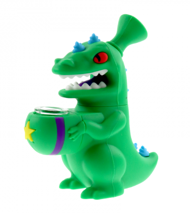 6" Green Dinosaur Silicone Water Pipe