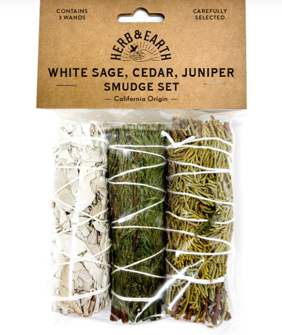 Herb & Earth Smudge Set - White Sage, Cedar, Juniper