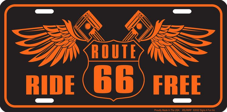 Route 66 Shield Ride Free License Plate