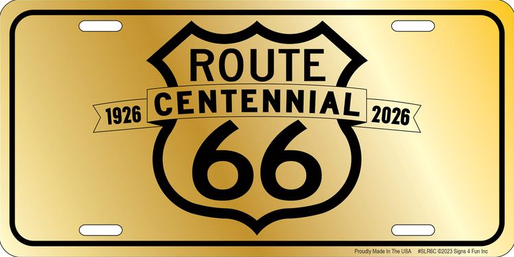 Route 66 Centennial Gold License Plate