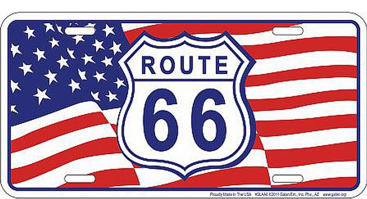 Route 66 Flag License Plate
