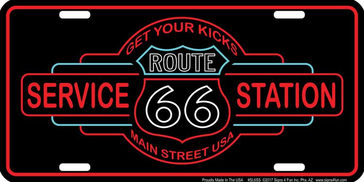 Route 66 Service Station License Plate