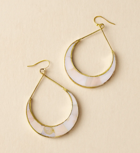 Rajani Crescent Mother of Pearl Hoop Earrings