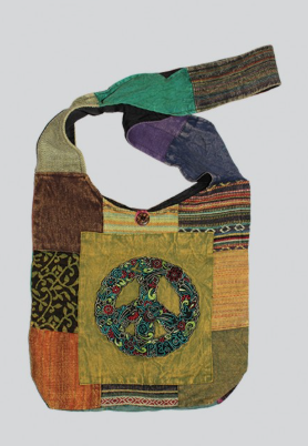 Peace Sign Patch Hobo Bag