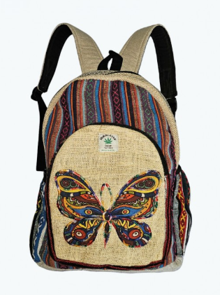 Kathmandu - 16" Large Cotton-Hemp Butterfly w/Stripes Backpack