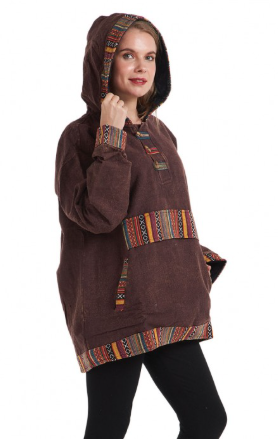 Tribal Stripe Cotton Pullover Hoodie