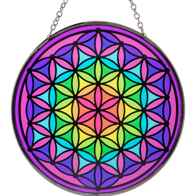 Glass Suncatcher 6" - Flower of Life