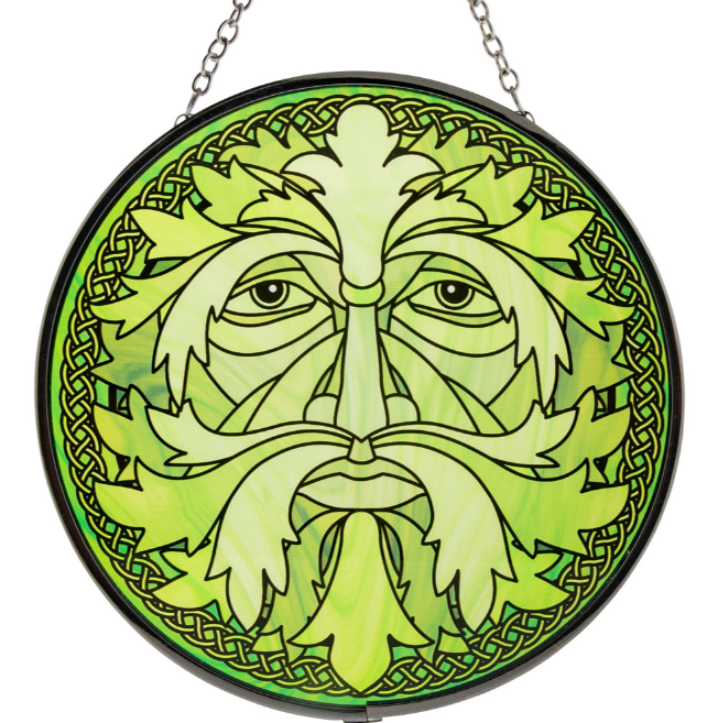 Glass Suncatcher 6in - Celtic Green Man