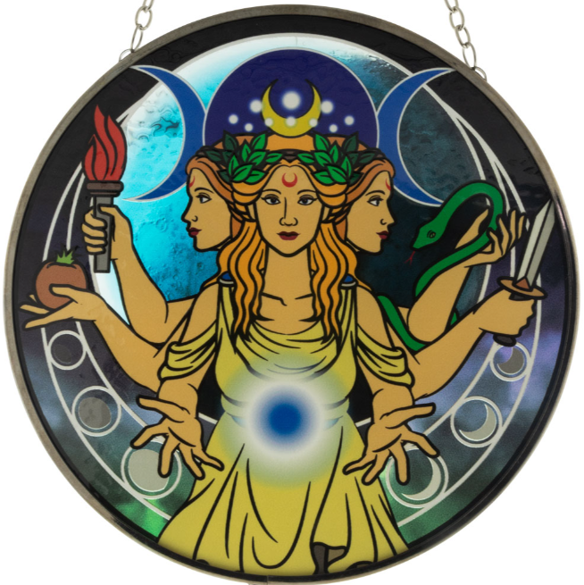 Glass Suncatcher 6in - Triple Moon Goddess
