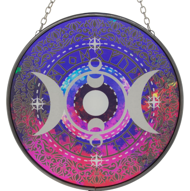 Glass Suncatcher 6in - Triple Moon Phases