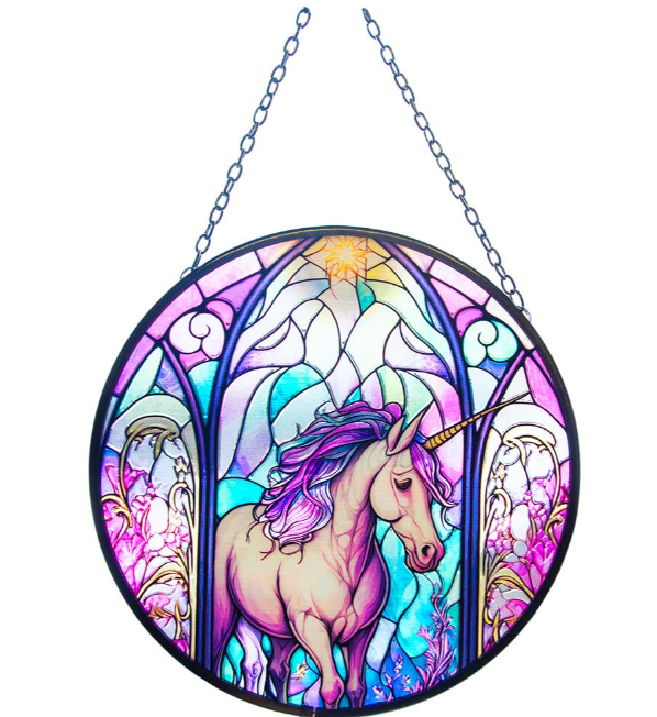 Glass Suncatcher 6in - Mythical Unicorn