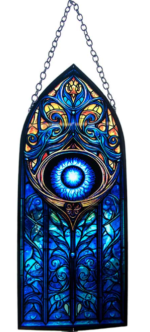 Glass Suncatcher 8in Cathedral - Evil Eye