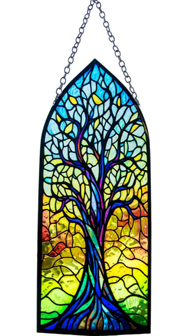 Glass Suncatcher 8in Cathedral - Tree of Life