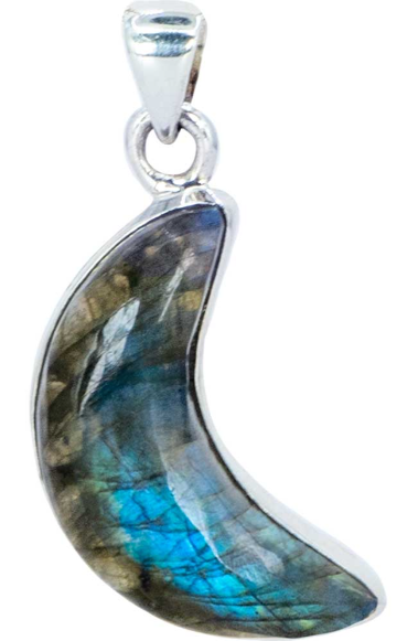 Sterling Silver Moon Pendant - Labradorite