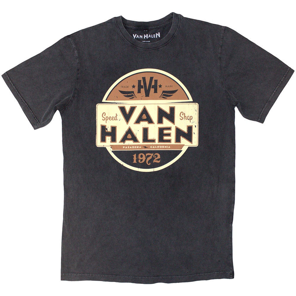 Van Halen Stone Wash T-Shirt: Speed Shop (Charcoal Grey)