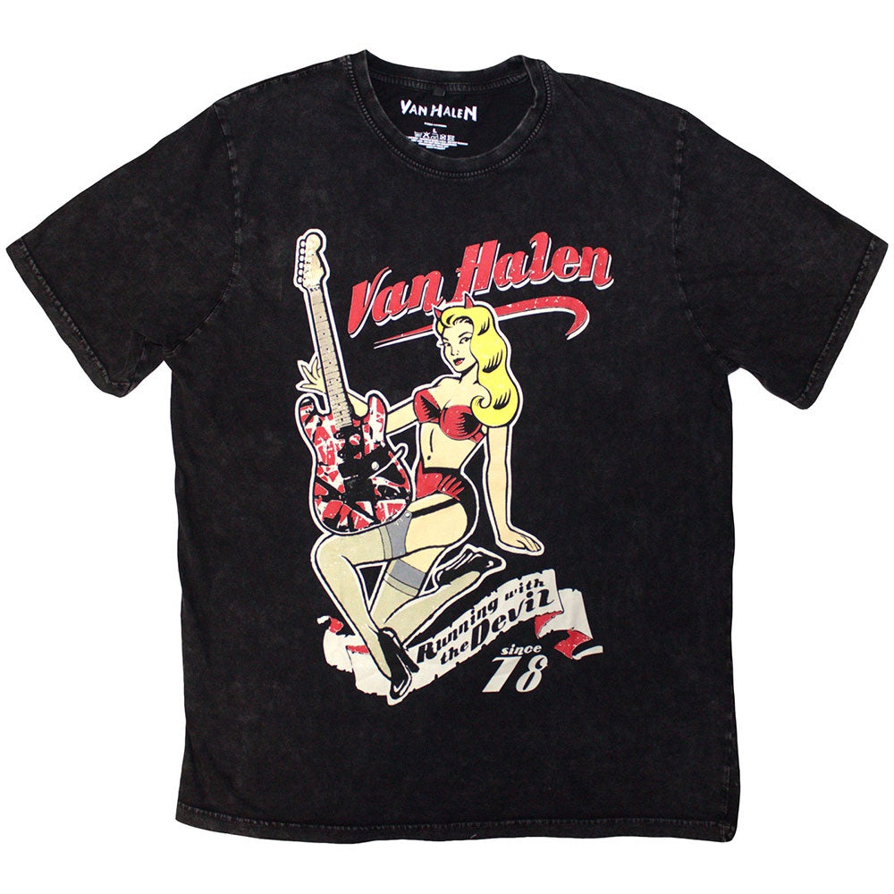 Van Halen Stone Wash T-Shirt: Running With The Devil