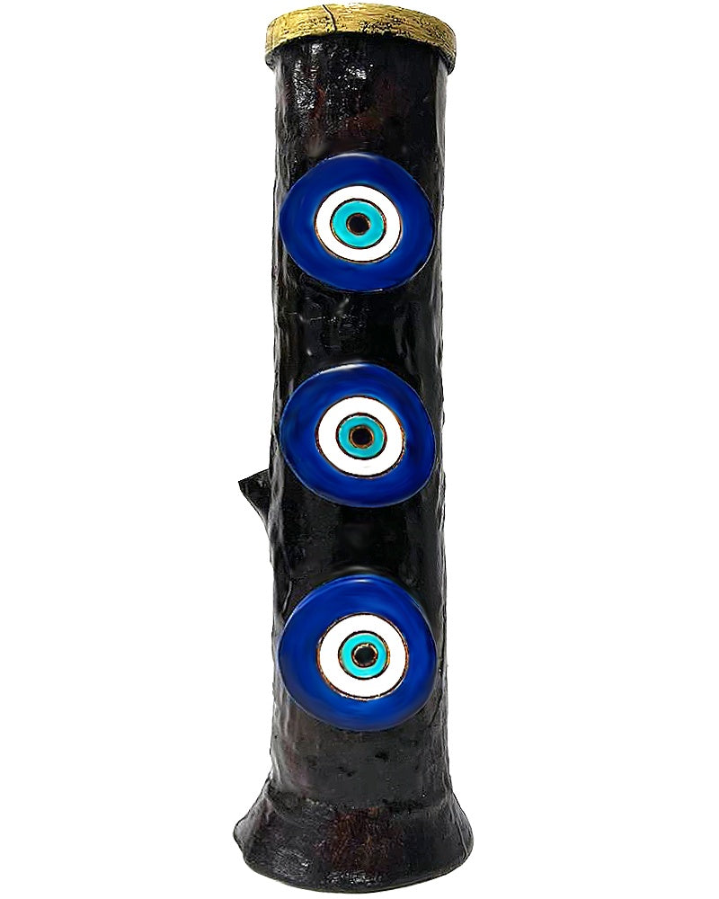 Hand Crafted Water Pipe - Black 3 Evil Eye